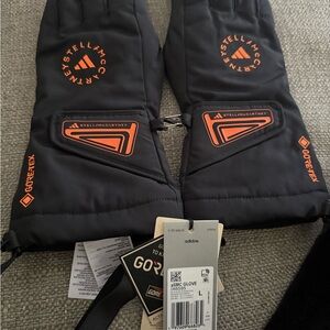 Adidas Stella McCartney Black Gloves with Orange Detail